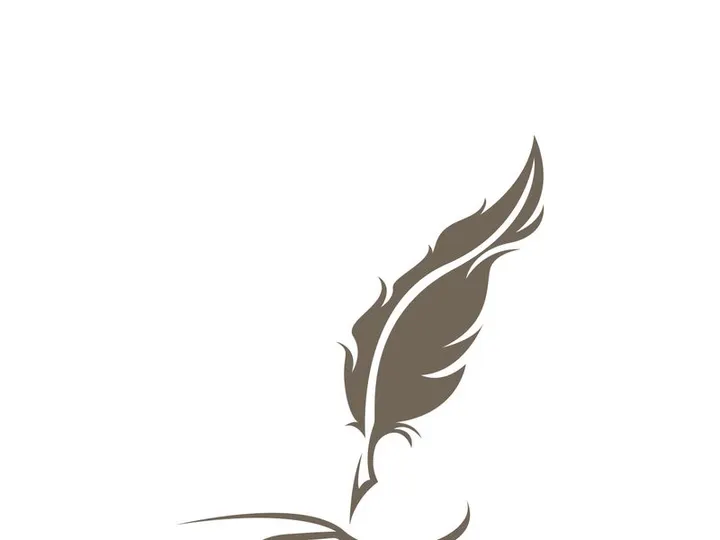 Feather quill design icon and logo illustration classic stationery