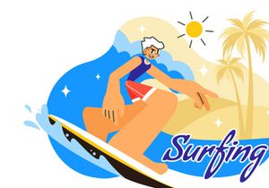 10 Summer Beach Surfing Illustration