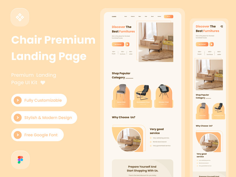 chair  landing page template design