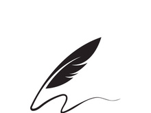 Feather quill design icon and logo illustration classic stationery