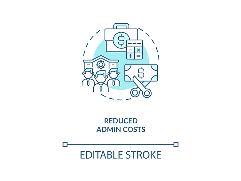 Reduced admin costs concept icon