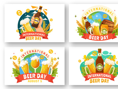 12 International Beer Day Illustration