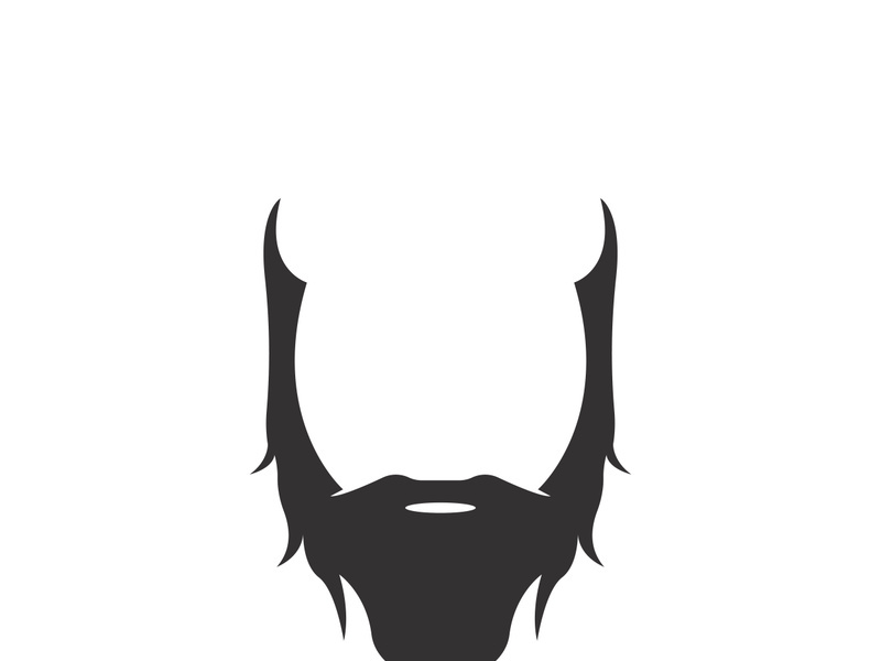 Beard icon logo and mustache vector illustration design symbol