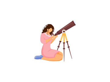 Astronomer with telescope flat color vector faceless character preview picture