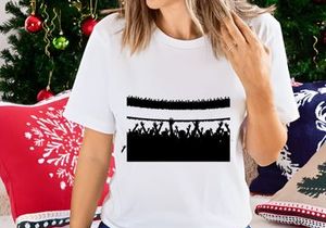 Concert crowd silhouette with raised hands in front of bright white background