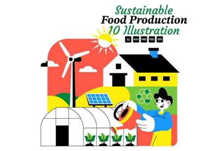 10 Sustainable Food Production Illustration