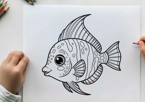 Cute cartoon fish swimming vector illustration flat design