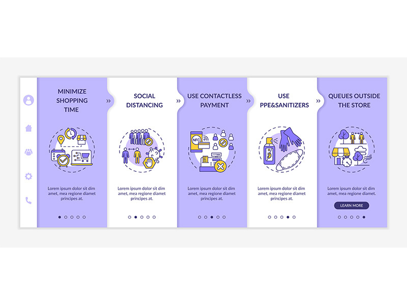 Safe shopping during Covid advices onboarding vector template