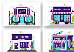 10 Skateboard Shop Illustration