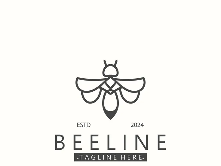 Bee line art animal exclusive logo simple inspiration on black background design