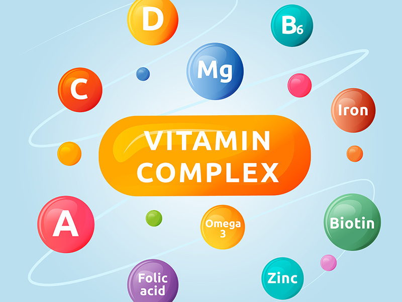 Vitamin complex cartoon vector illustration