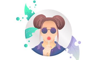 A beautiful girl suck lollipop vector