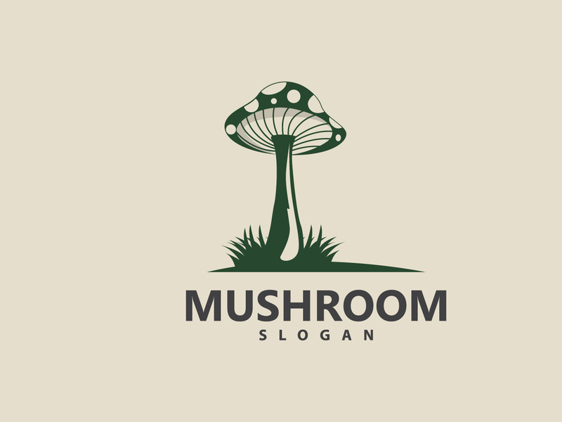 Mushroom Logo, Retro Minimalist Design