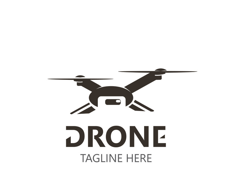 Drone aerial with camera vector template icon. logo photography drone vector. quadcopter flat style illustration