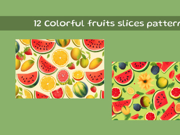 Colorful fruits slices pattern preview picture