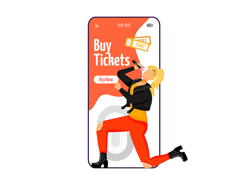 Buy tickets cartoon smartphone vector app screen