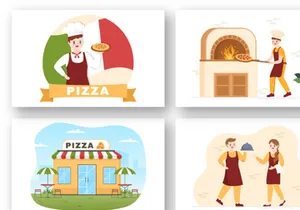 12 Italian Food Restaurant Illustration