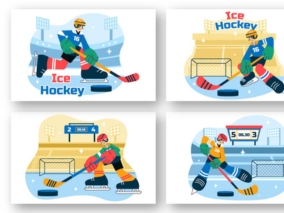 10 Ice Hockey Player Sport Illustration
