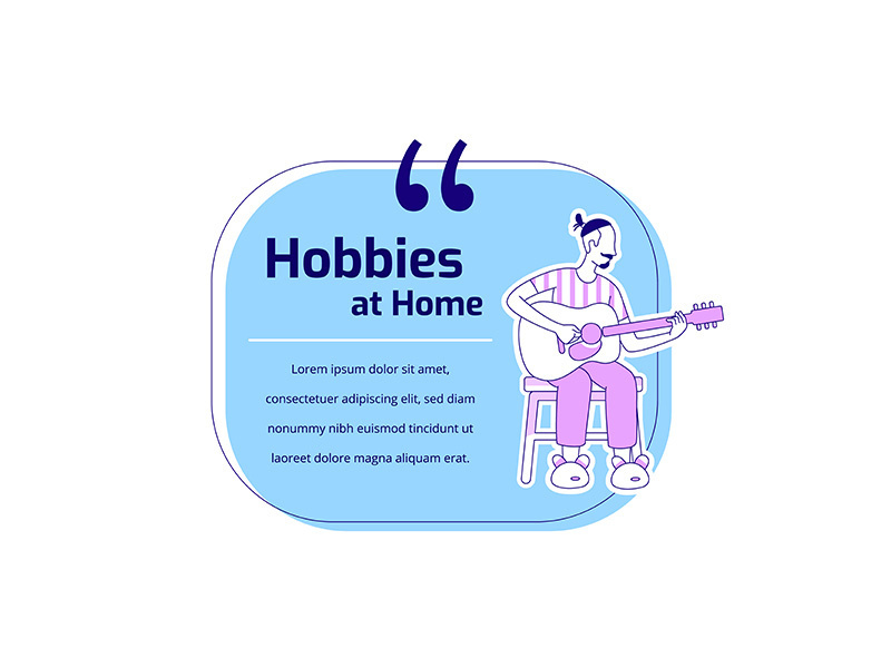 Playing guitar flat silhouette vector character quote