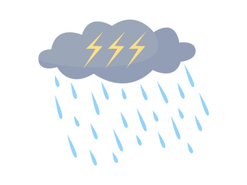 Thunderstorm semi flat color vector element preview picture