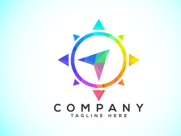 Polygonal Compass Concept Logo Design. Compass Low Poly Logo sign and symbol. Coastal icon preview picture