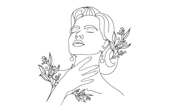 Line Art Flower Drawing Women