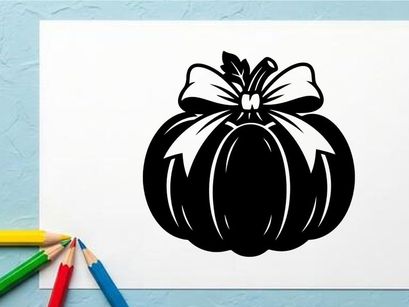 Abóbora estilizada com laço para decoração de outono ou feriados