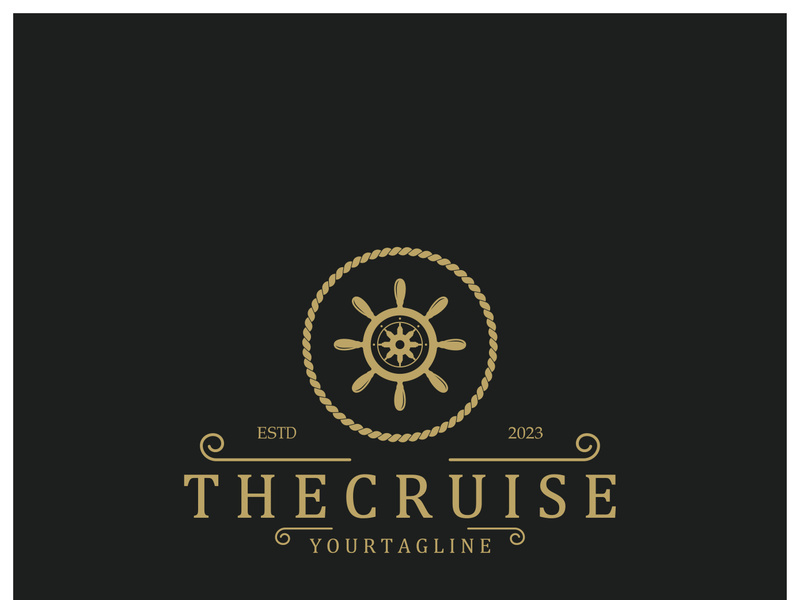 The cruise logo,ship steering logo, boat, yacht, rope, maritime, anchor. Logo for business, sailor, sailing, tourism