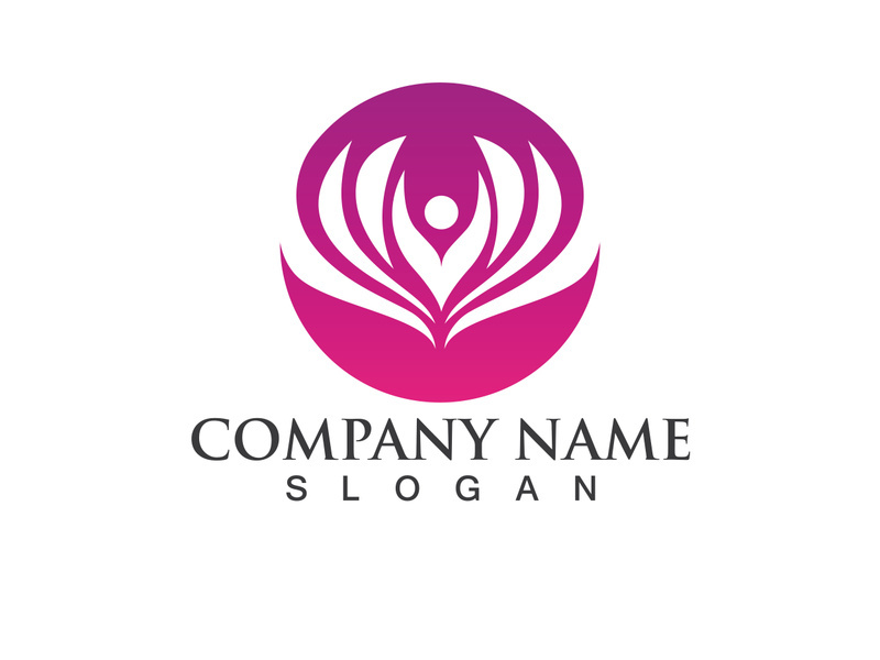 People yoga health in lotus flower logo