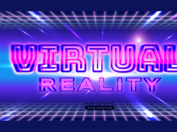 Virtual Reality Text Effect with theme retro realistic neon light concept for trendy flyer, poster and banner template promotion preview picture