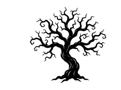 Black Leafless Tree Illustration for Halloween or Gothic Design