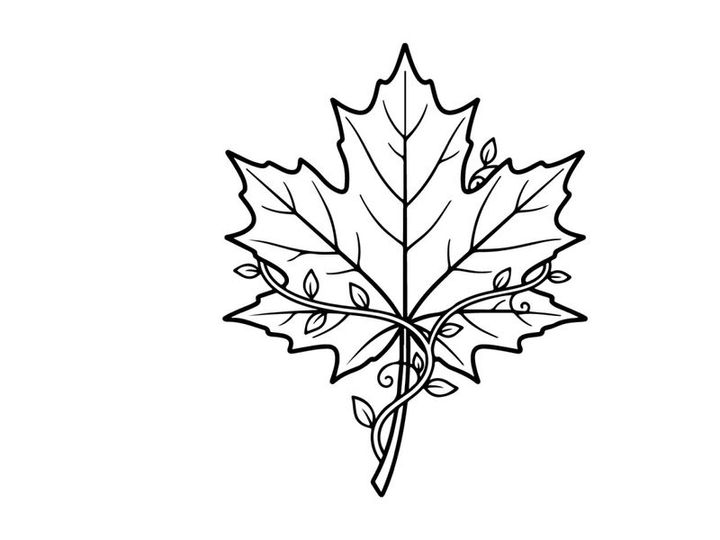 Detailed maple leaf illustration. Artistic botanical drawing for nature themes
