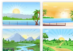 23 Sunrise Landscape Background Illustration