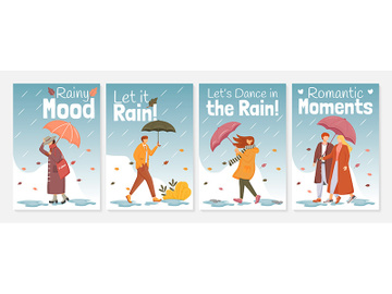 Rainy mood poster flat color vector templates set preview picture