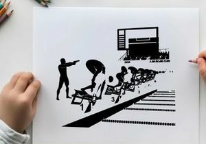 Silhouette of athletes at the starting line of a race