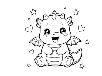 Cute happy bat baby with hearts vector illustration preview picture