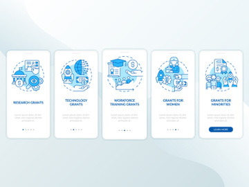 Types of grants blue onboarding mobile app screen preview picture