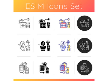 Energy prices icons set preview picture