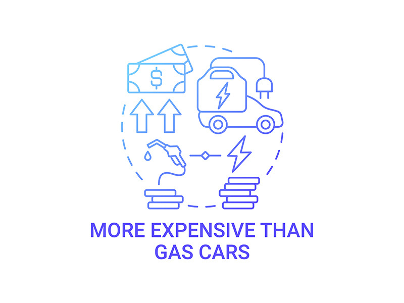 Hybrid car cost difference concept icon.