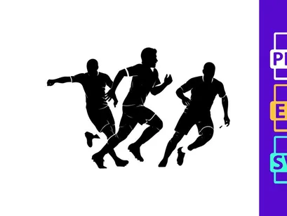 Three male athletes running in a dynamic sprinting motion