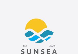 Sun sea Logo design creative premium sun beach logo icon vector template