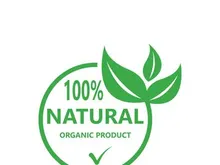 100% Natural and organic product badge vector green icon