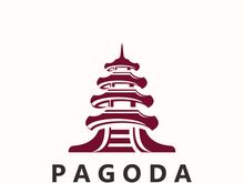 Pagoda culture logo vintage design illustration, temple heritage building vector