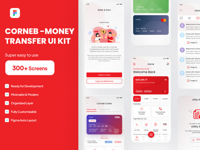 Corneb - Money Transfer, Bank, Finance and Wallet App UI Kit
