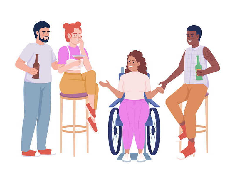 Friends at party semi flat color vector characters