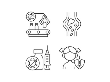 Vaccination linear icons set preview picture