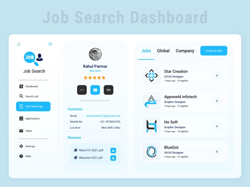 Job Search Dashboard Design