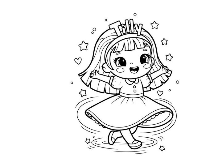 Cute girl hula hoop happy crown vector illustration