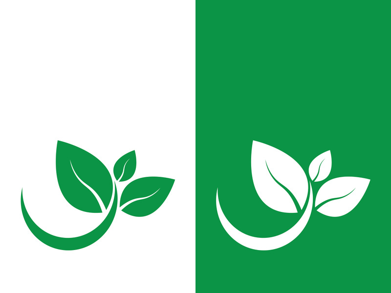 Logos of green tree leaf ecology nature element vector