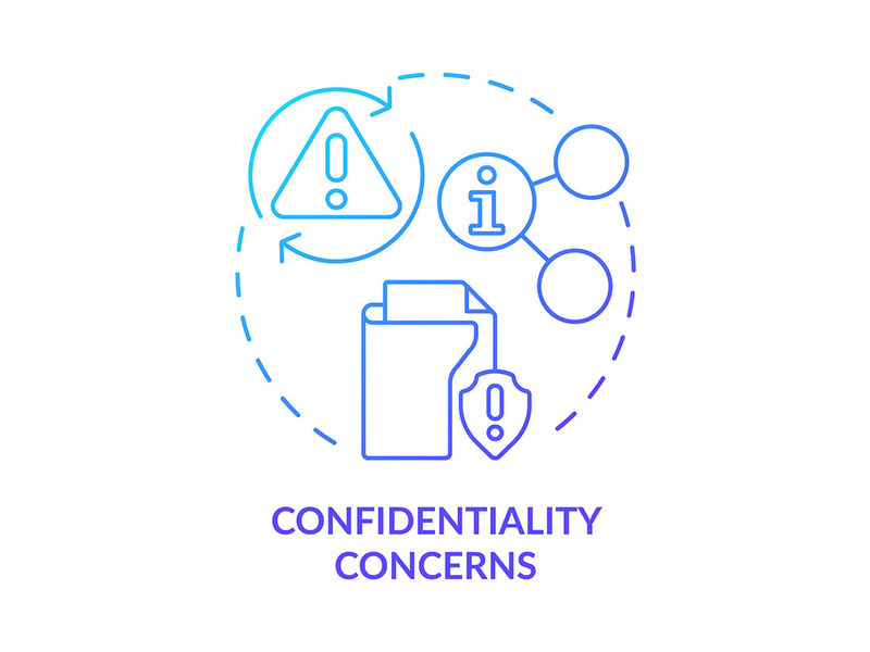Confidentiality concerns blue gradient concept icon
